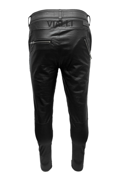 Vialli Ixrisso Wax Ultra-Fit Jeans: Sleek Modern Silhouette, Zippered Pockets, Black