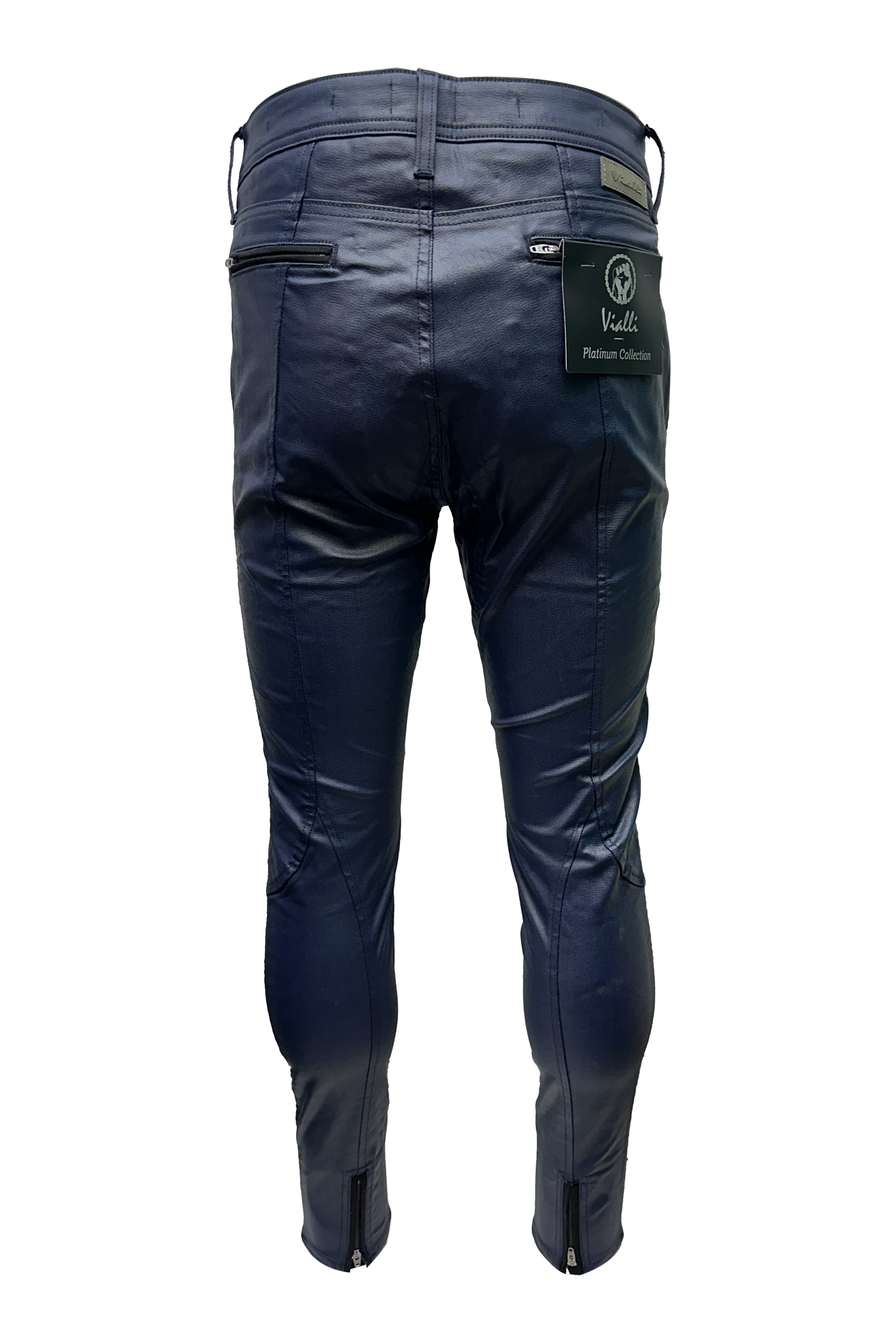 Vialli Luca Wax Ultra-Fit Jeans: Premium Blue Denim, Slim Tapered Leg