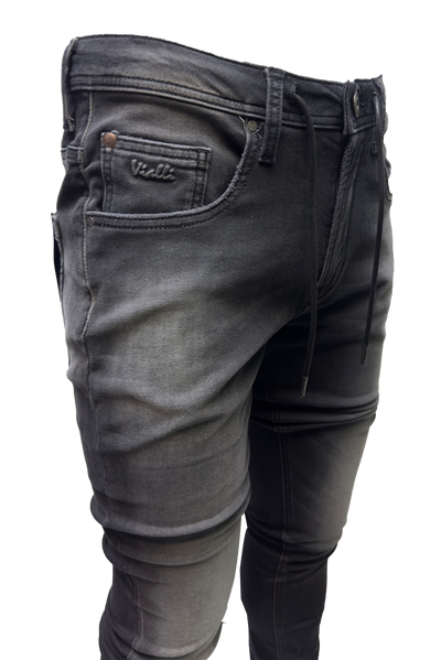 Vialli Black Strato-Fit Jeans: Premium Cotton Blend, Stylish Comfort for Men