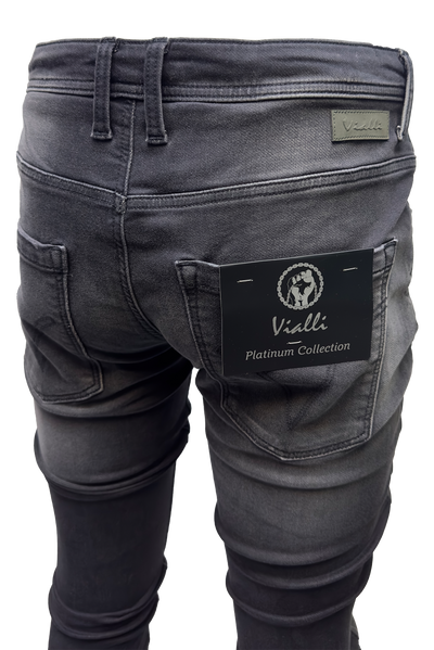 Vialli Black Strato-Fit Jeans: Premium Cotton Blend, Stylish Comfort for Men
