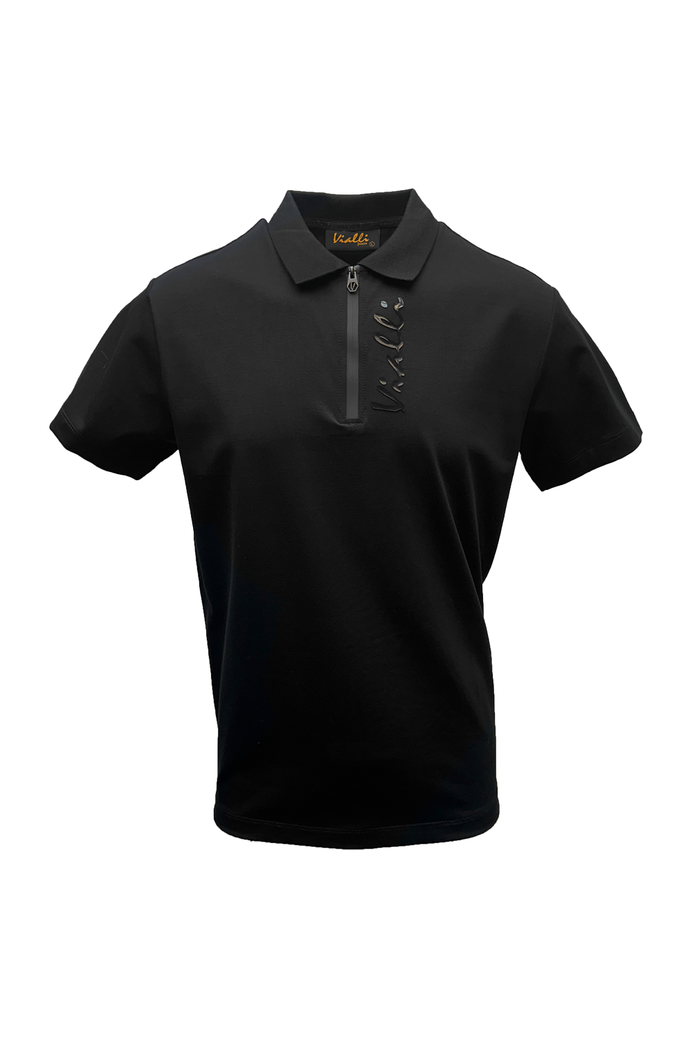 Vialli Jaffar Black Golf Polo: Premium Stretch Fabric, Comfortable Fit, Stylish Design