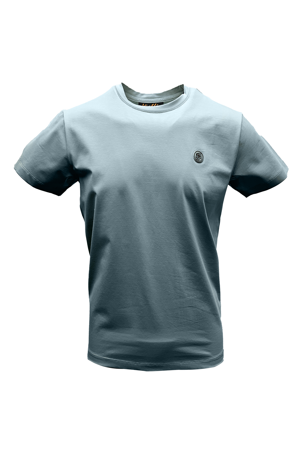 Vialli Men's Identif Blue Round Neck Stretch Cotton T-Shirt