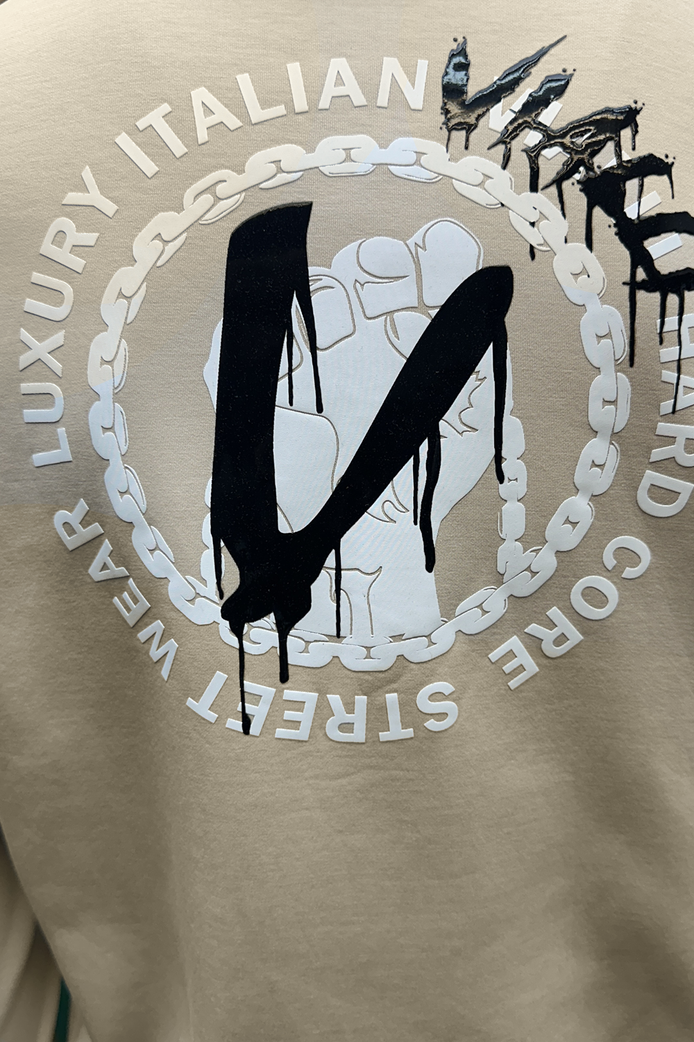 Vialli Grammer Hoodie: Premium Beige Cotton Blend for Ultimate Comfort & Style