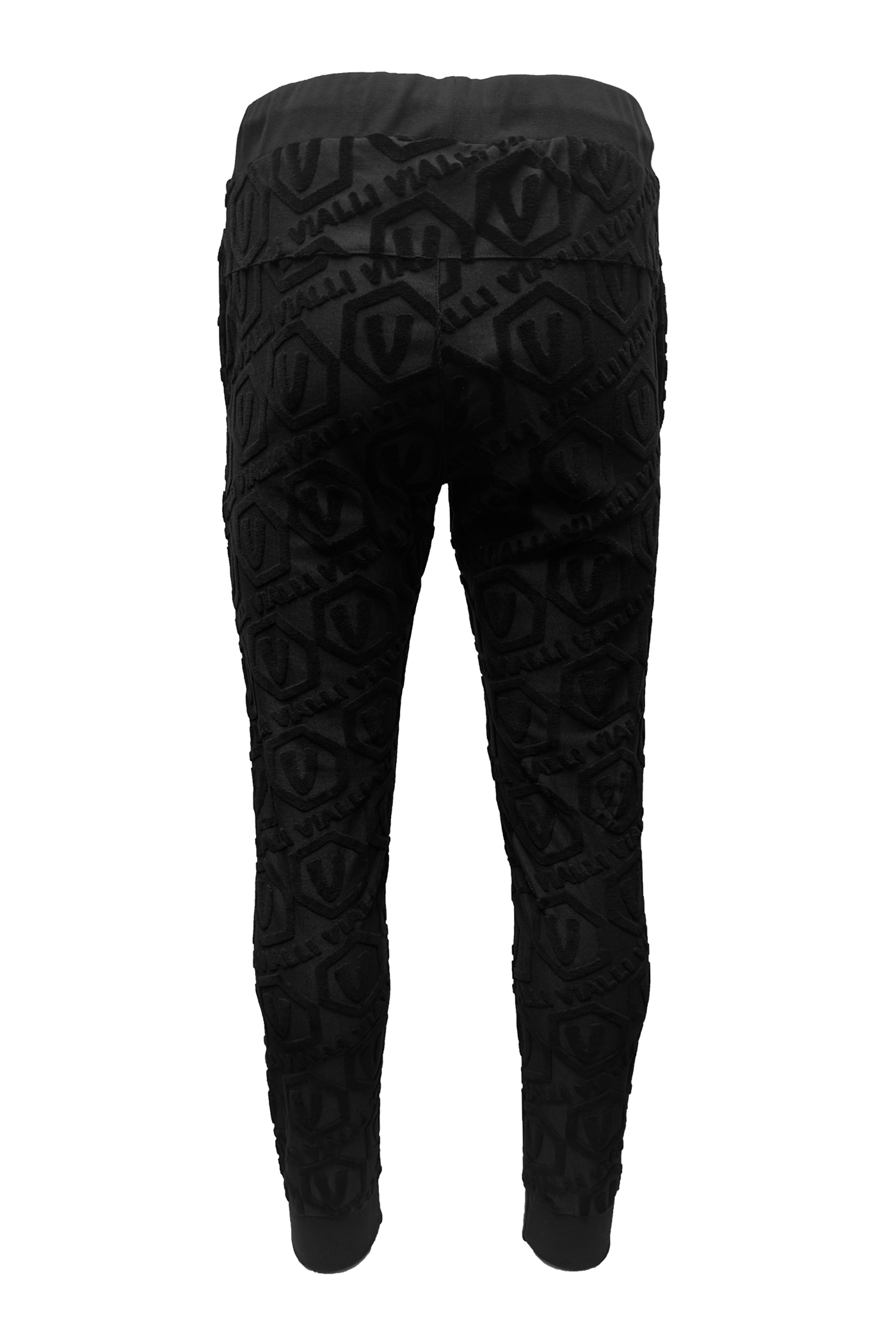 Vialli Grizzly Black Jacquard Track Pants with Gold Hexagonal Logo