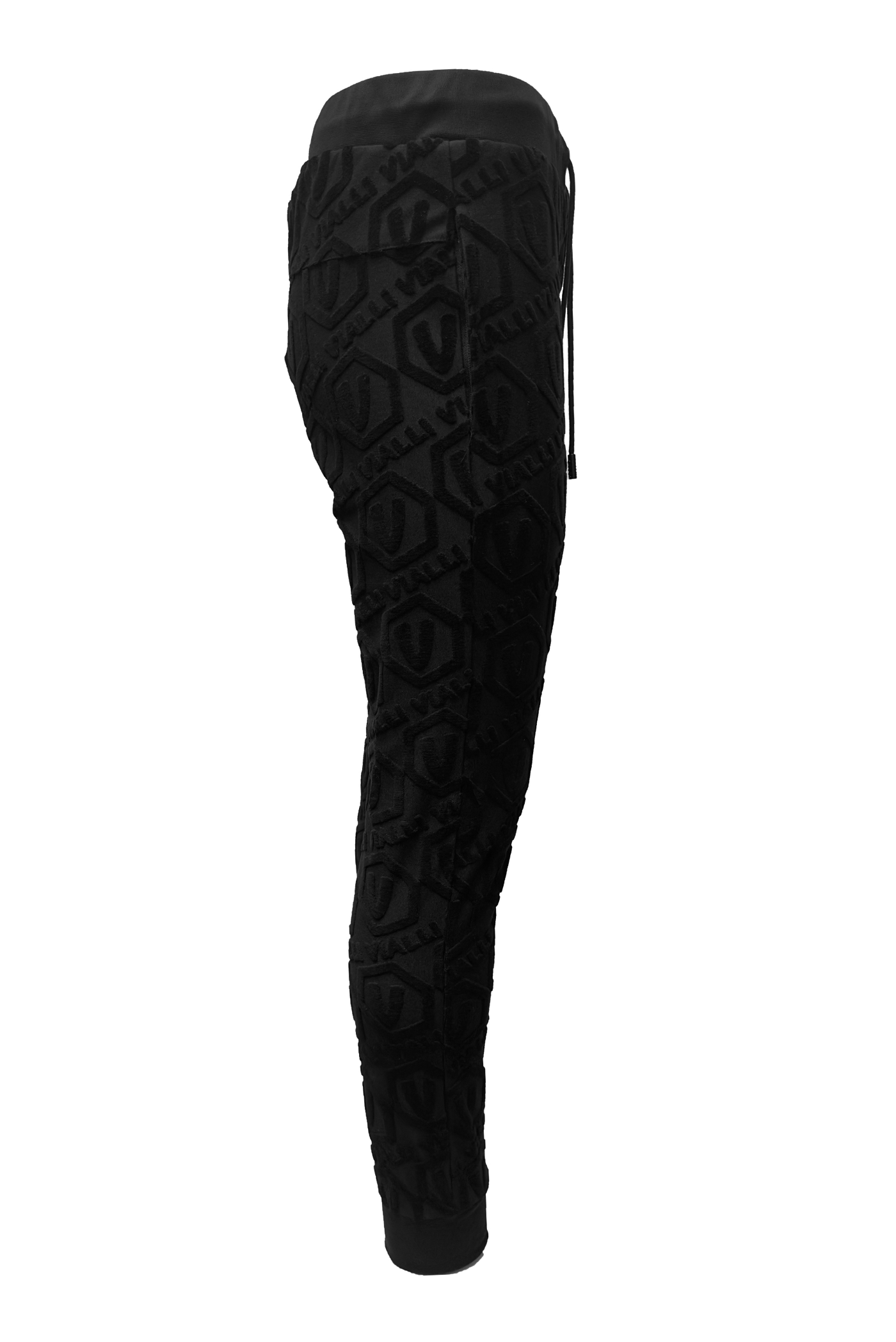 Vialli Grizzly Black Jacquard Track Pants with Gold Hexagonal Logo
