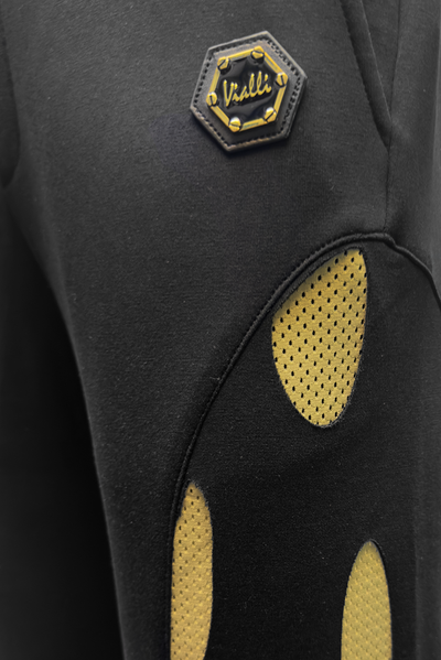 Vialli Kenpant Black Track Pants: Comfortable, Flexible, Stylish Design, Cuffed Ankles
