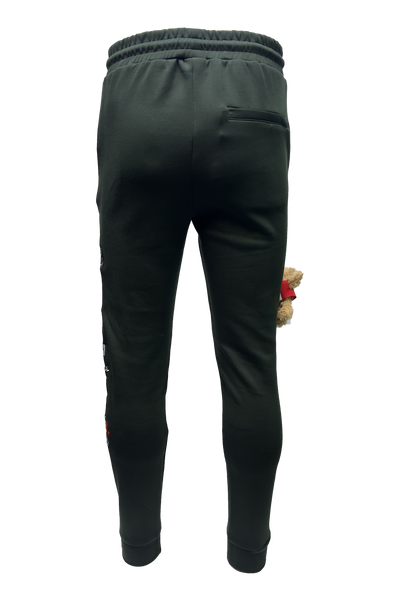 Vialli Kithenb Olive Track Pants with Patches and Teddy Detail