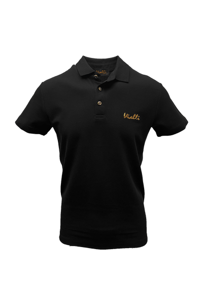 Vialli Kabza Black Golfer: Premium Cotton, Sequined Branding, Studded Details
