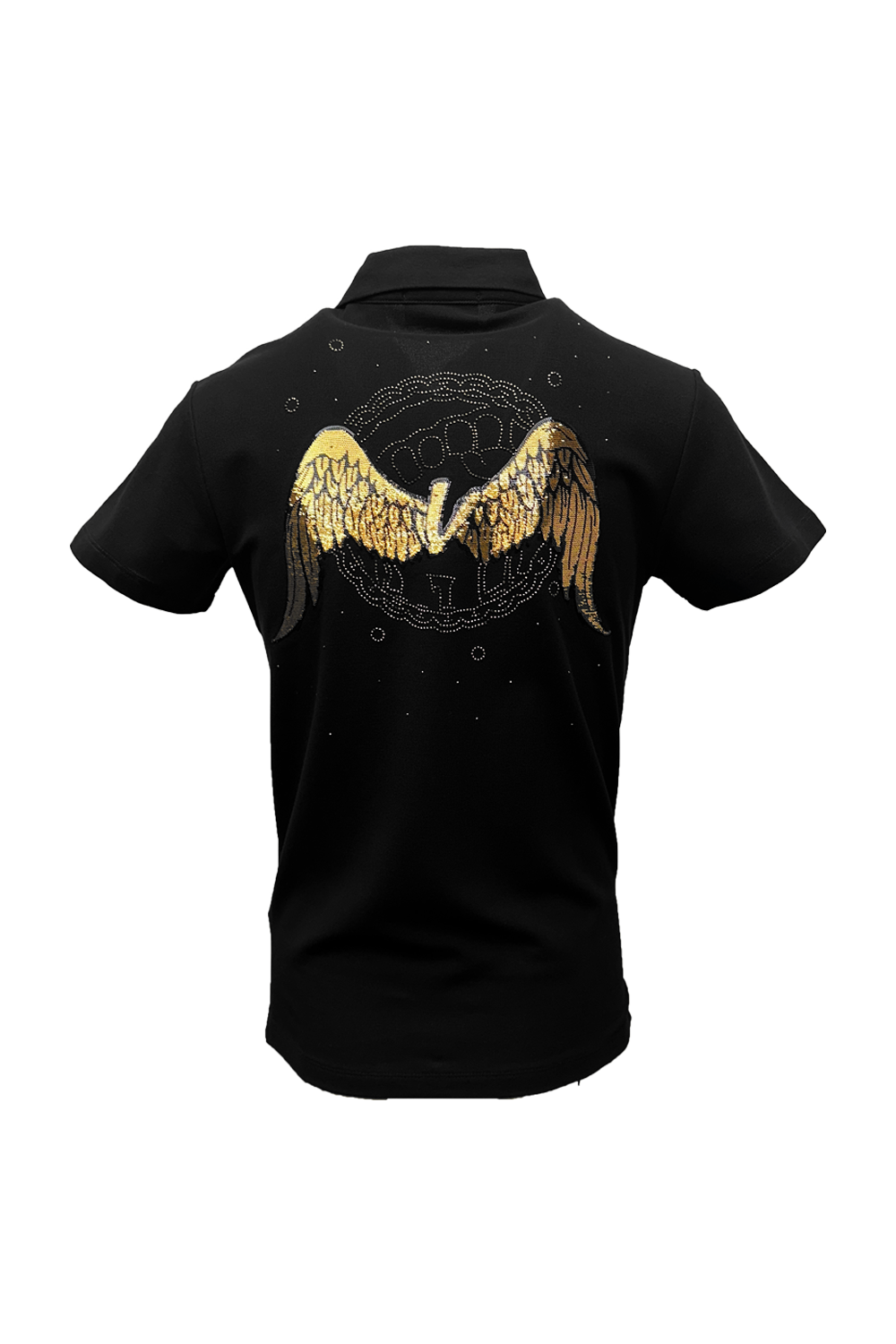 Vialli Kabza Black Golfer: Premium Cotton, Sequined Branding, Studded Details