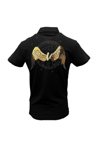 Vialli Kabza Black Golfer: Premium Cotton, Sequined Branding, Studded Details