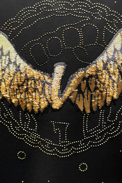 Vialli Kabza Black Golfer: Premium Cotton, Sequined Branding, Studded Details