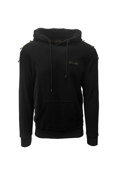 Vialli Klinat Black 100% Cotton Hoodie with Stylish Ring Details