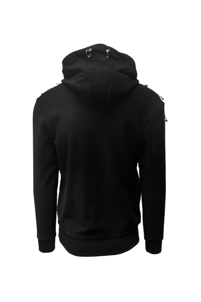 Vialli Klinat Black 100% Cotton Hoodie with Stylish Ring Details
