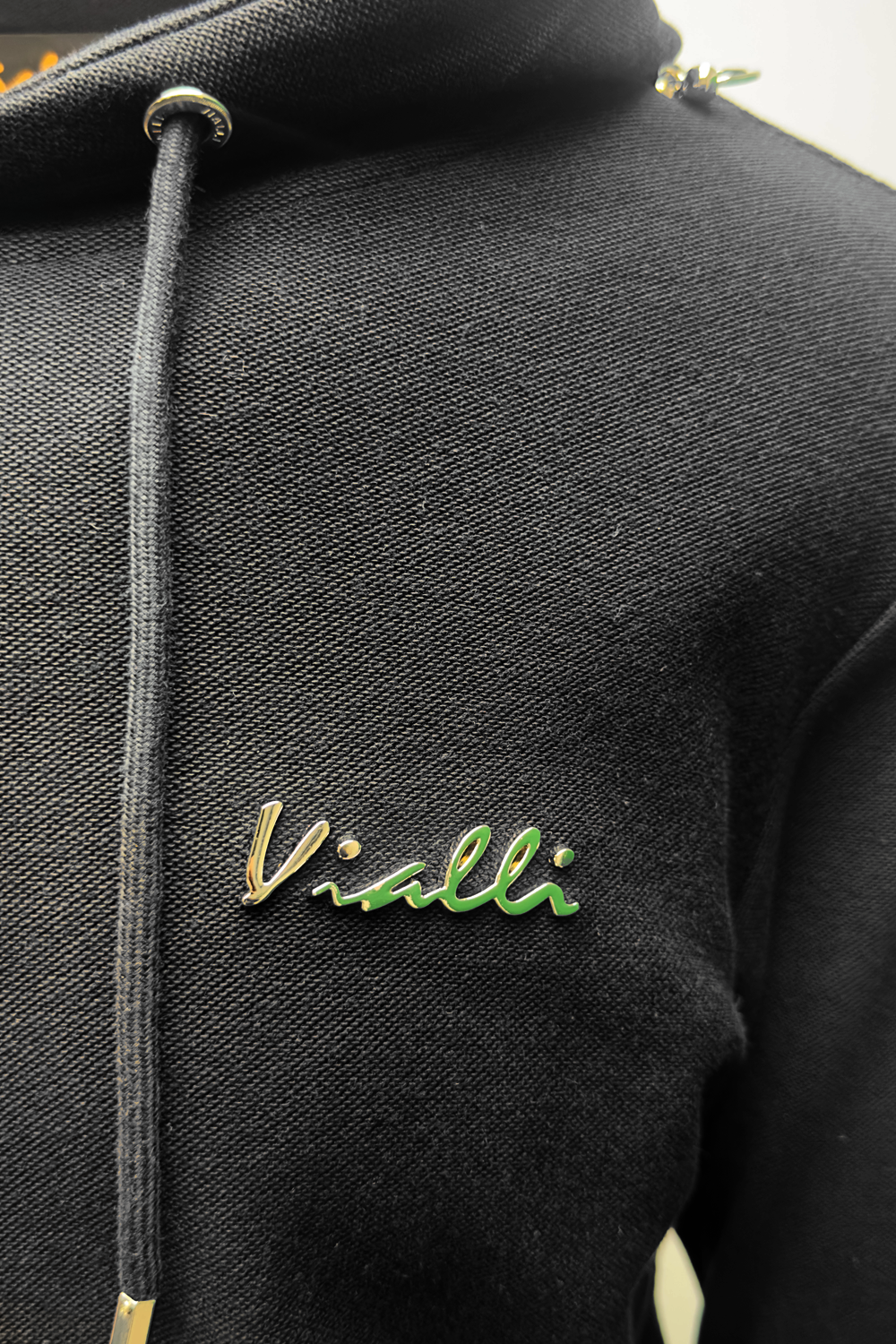 Vialli Klinat Black 100% Cotton Hoodie with Stylish Ring Details