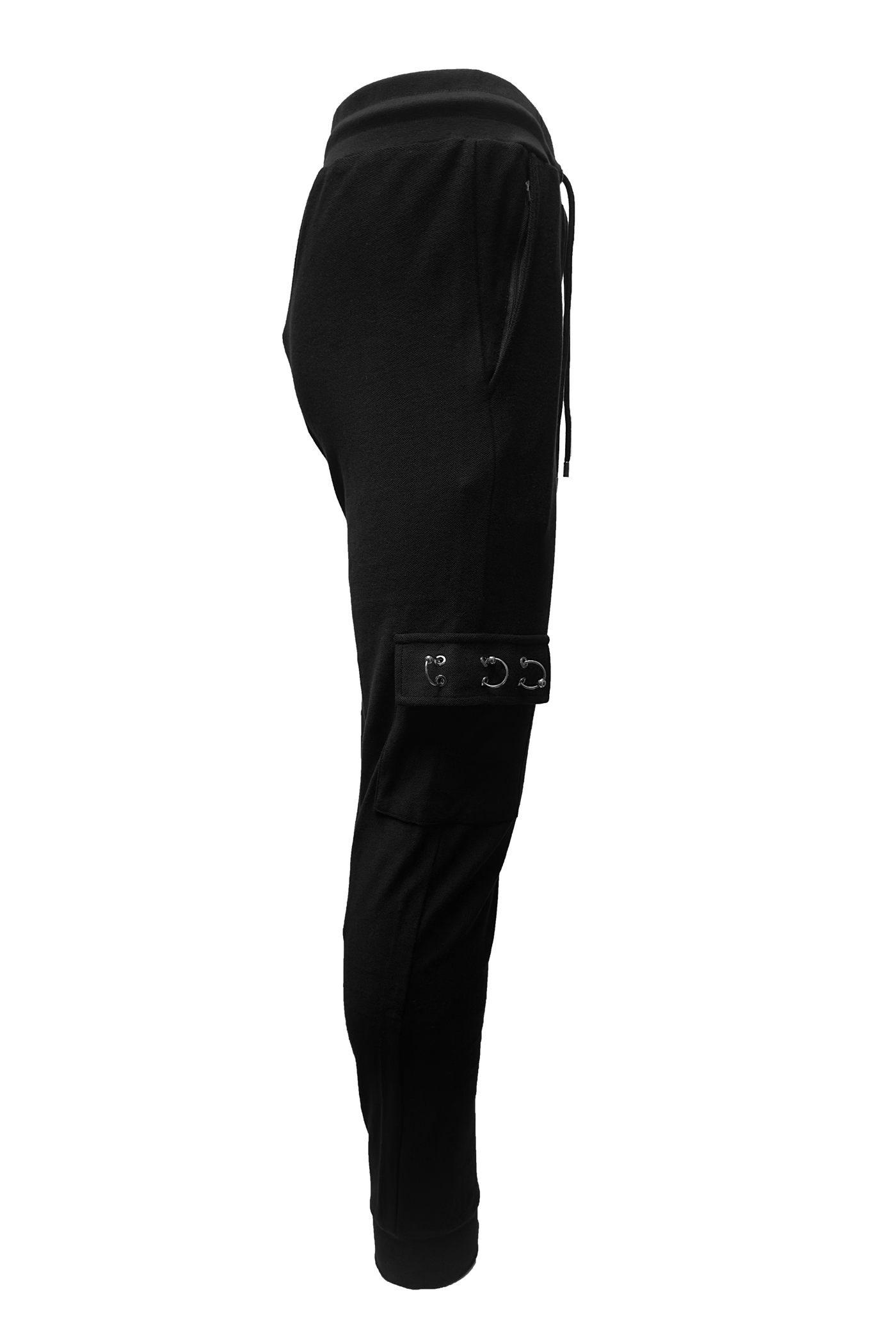 Vialli Klinab Men's Black Track Pants with Drawstring and Zip Pockets
