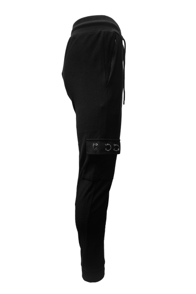 Vialli Klinab Men's Black Track Pants with Drawstring and Zip Pockets