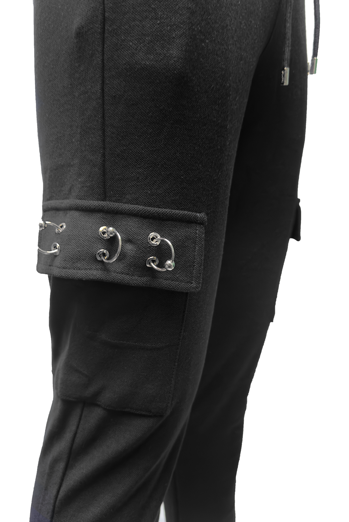 Vialli Klinab Men's Black Track Pants with Drawstring and Zip Pockets