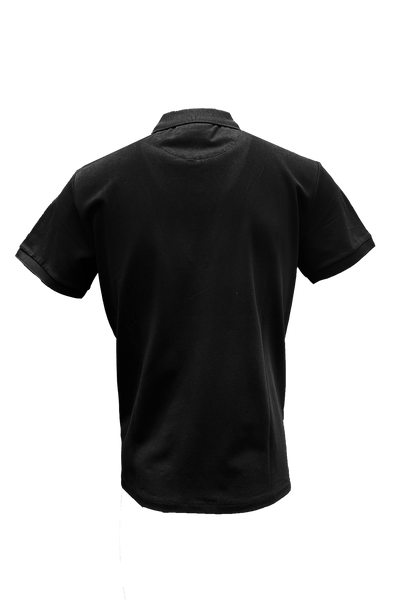 Vialli Kresta Premium Black Cotton Collared Button-Down Golfer with Teddy Emblem