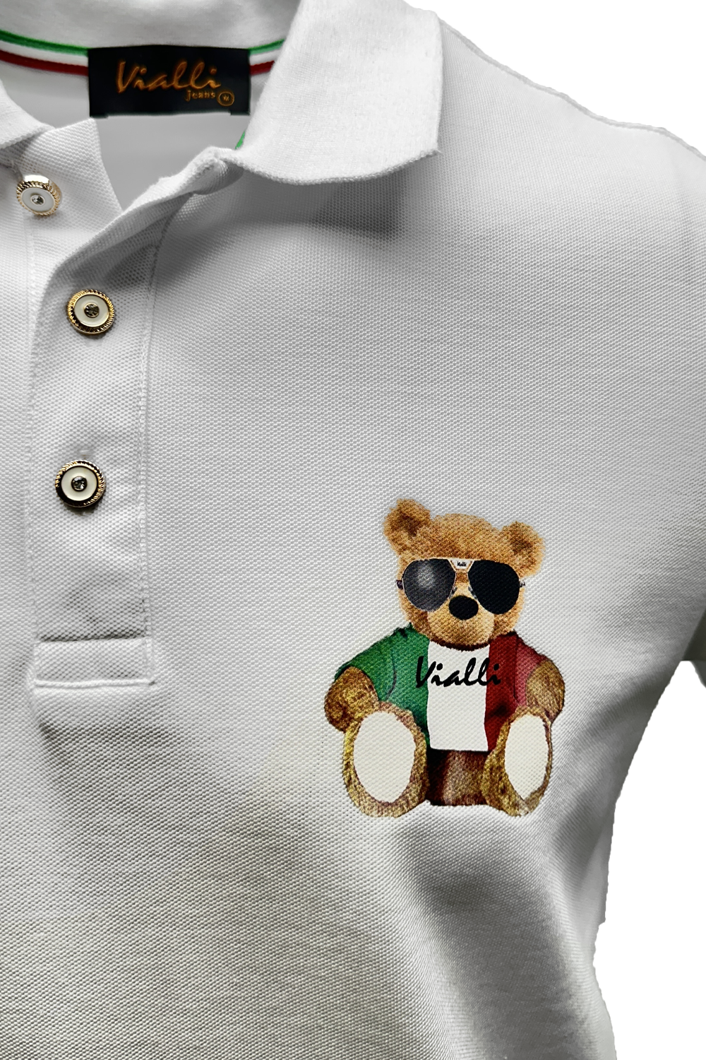 Vialli Kresta Golfer: Premium White 100% Cotton Collared Button-Down Shirt
