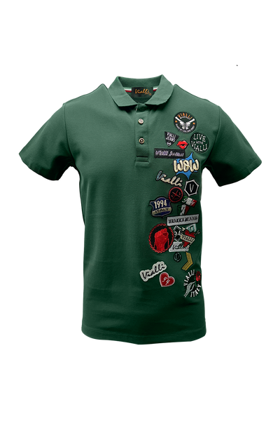 Vialli Kabuci Golfer: Breathable Short Sleeve Collared Shirt with Distinctive Badges