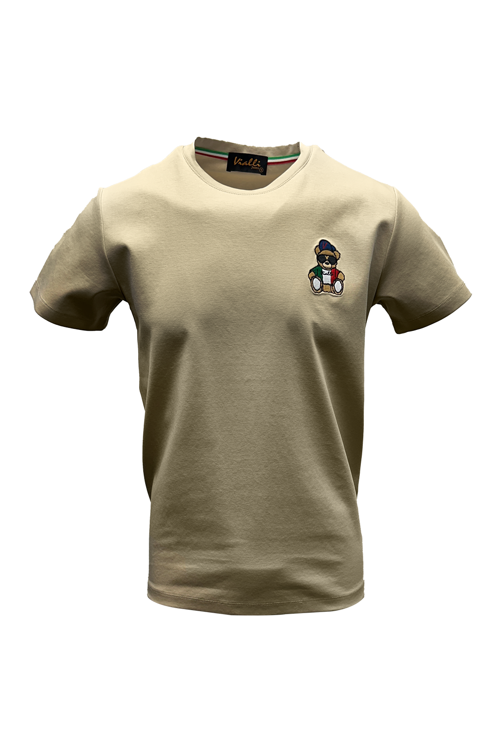 Vialli Men's Kargo Beige T-Shirt: Premium Cotton, Comfortable Fit, VJ25WT68 Style
