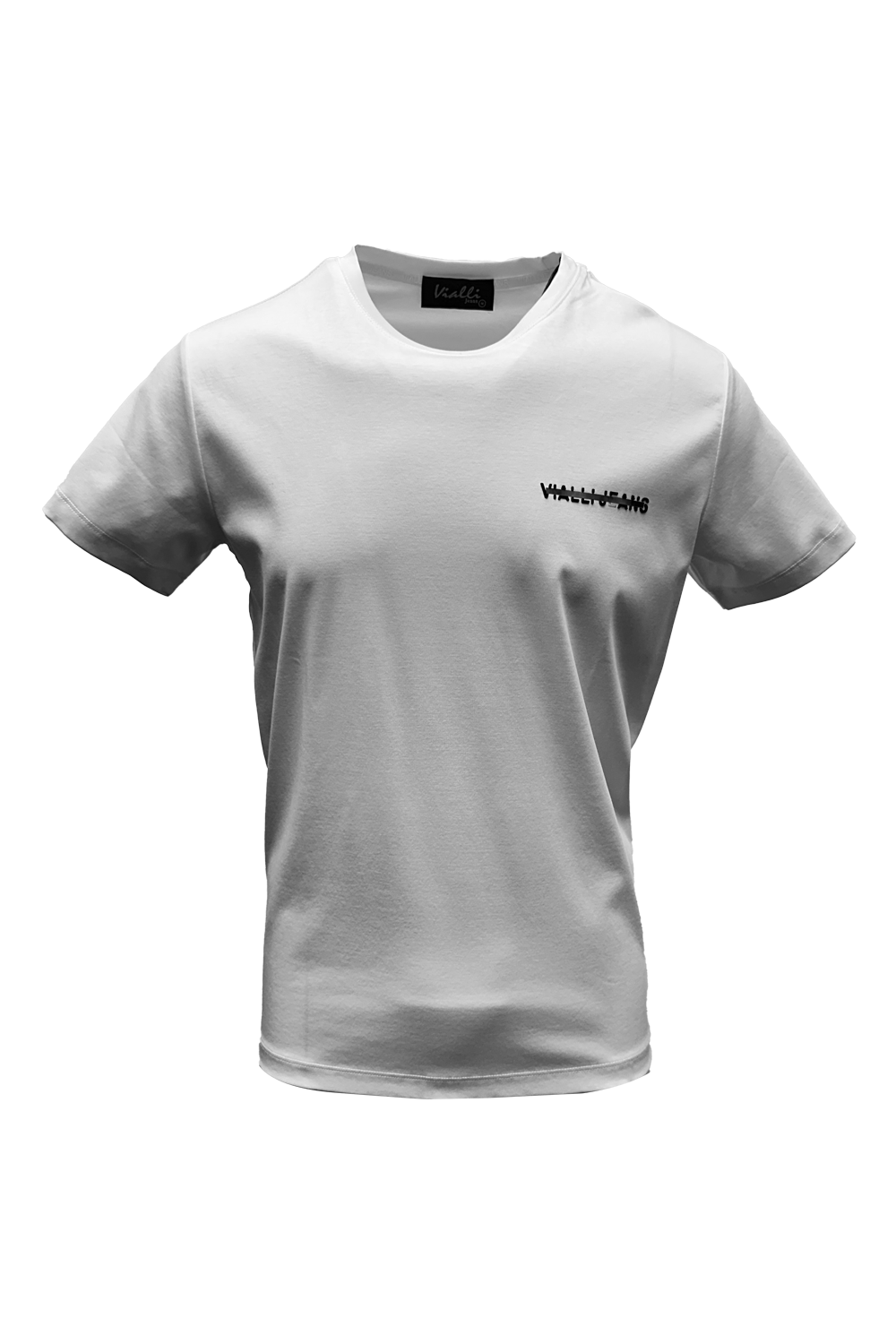 Vialli Kosen White Cotton T-Shirt: Classic Fit, Short Sleeve, Round Neck, Breathable