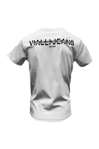 Vialli Kosen White Cotton T-Shirt: Classic Fit, Short Sleeve, Round Neck, Breathable