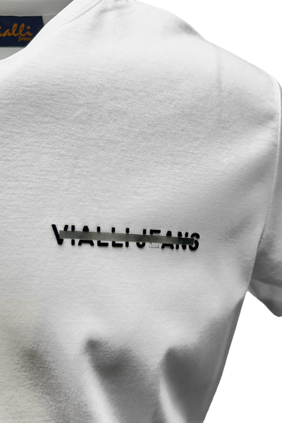 Vialli Kosen White Cotton T-Shirt: Classic Fit, Short Sleeve, Round Neck, Breathable
