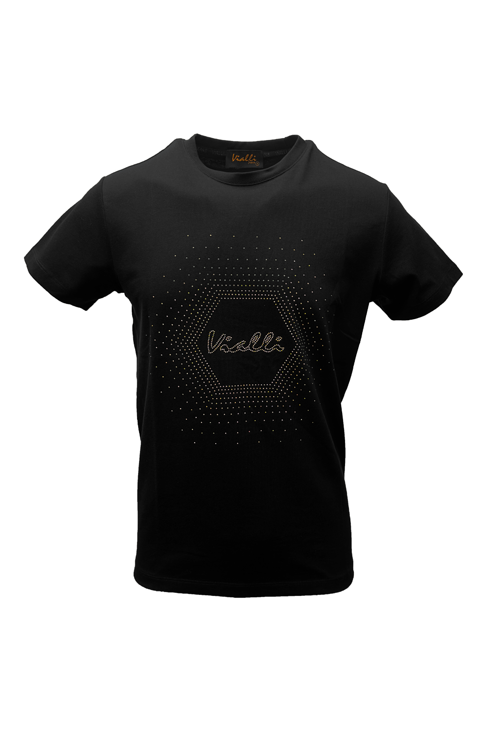 Vialli Men's Kstar Black Crew Neck T-Shirt with Bold Star Design