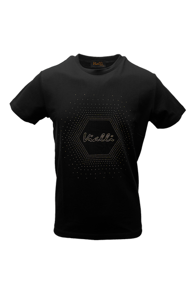Vialli Men's Kstar Black Crew Neck T-Shirt with Bold Star Design