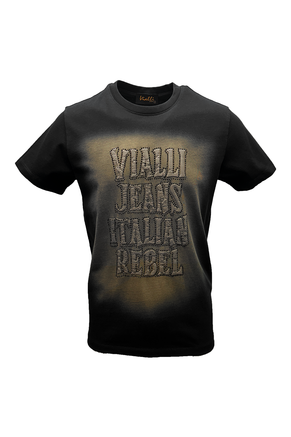 Vialli Krust Men's Short Sleeve Black T-Shirt with Unique Style