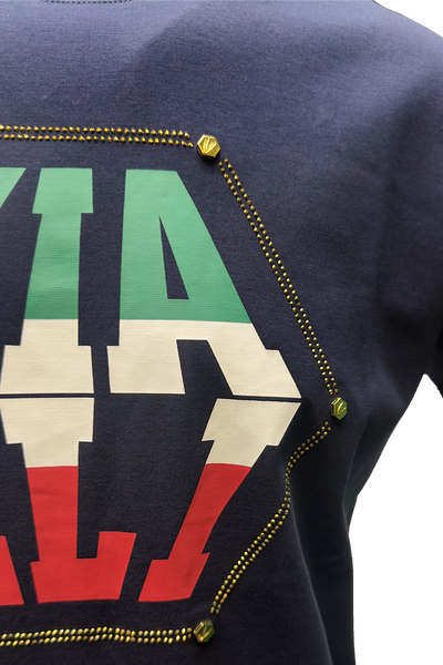 Vialli Kowla Men's Navy T-Shirt: Breathable Cotton Blend, Studded Accents, Style VJ25WT84