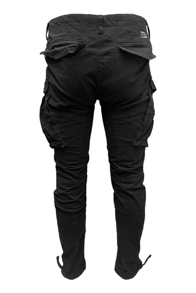 Vialli Men's Brad Cargo Pants: Stylish Black Comfort with Ample Pockets
