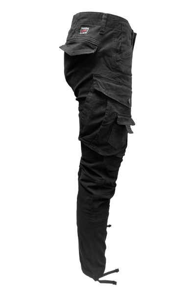 Vialli Men's Brad Cargo Pants: Stylish Black Comfort with Ample Pockets