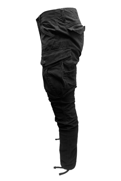Vialli Men's Brad Cargo Pants: Stylish Black Comfort with Ample Pockets