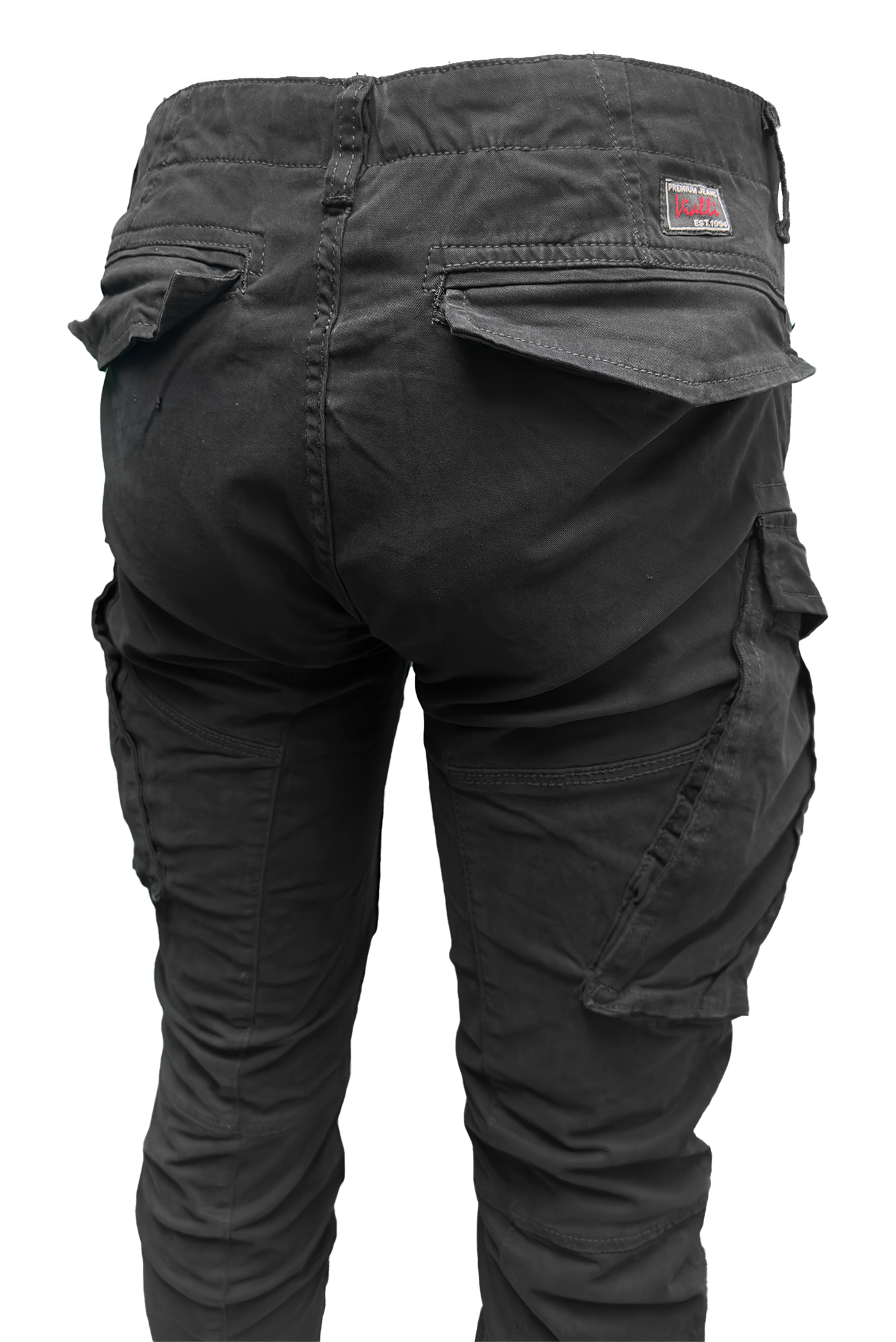 Vialli Men's Brad Cargo Pants: Stylish Black Comfort with Ample Pockets