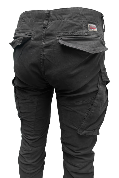 Vialli Men's Brad Cargo Pants: Stylish Black Comfort with Ample Pockets