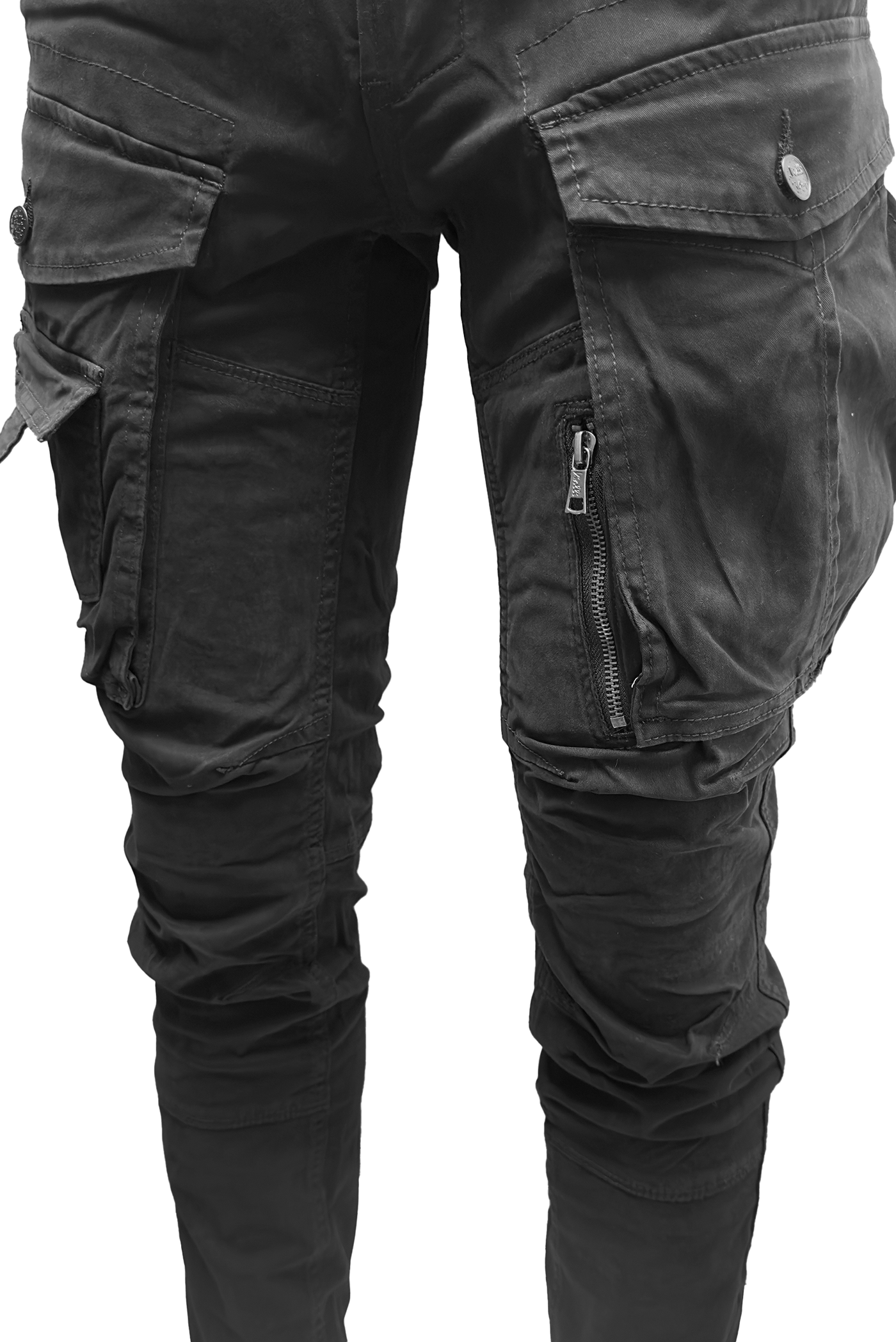 Vialli Men's Brad Cargo Pants: Stylish Black Comfort with Ample Pockets