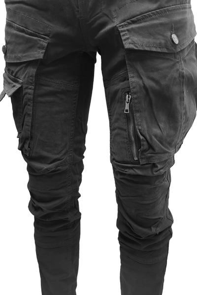 Vialli Men's Brad Cargo Pants: Stylish Black Comfort with Ample Pockets