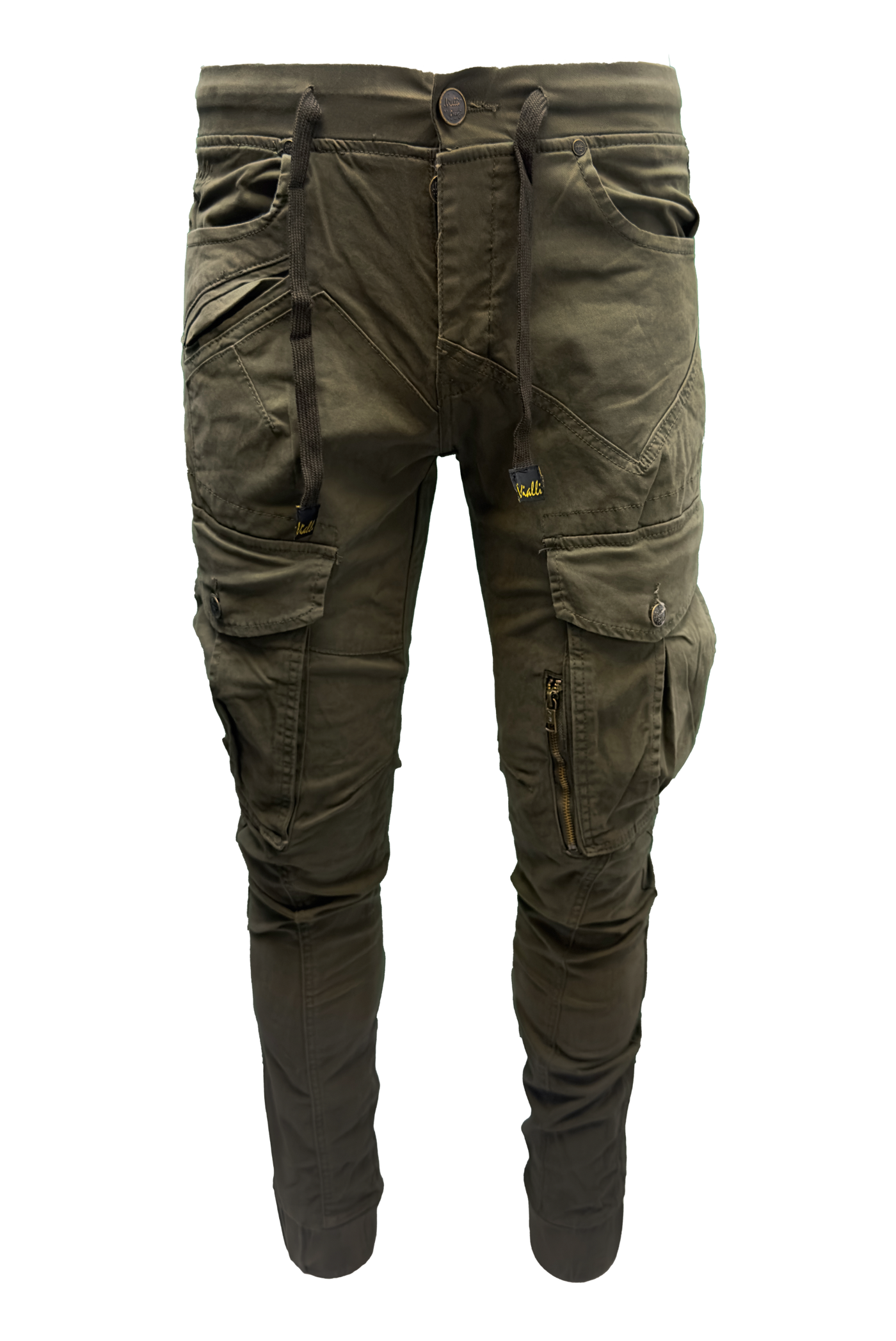 Vialli Men's Sand Cotton Spandex Tactical Cargo Pants with Cuffed Ankles