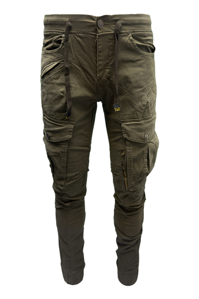 Vialli Men's Sand Cotton Spandex Tactical Cargo Pants with Cuffed Ankles