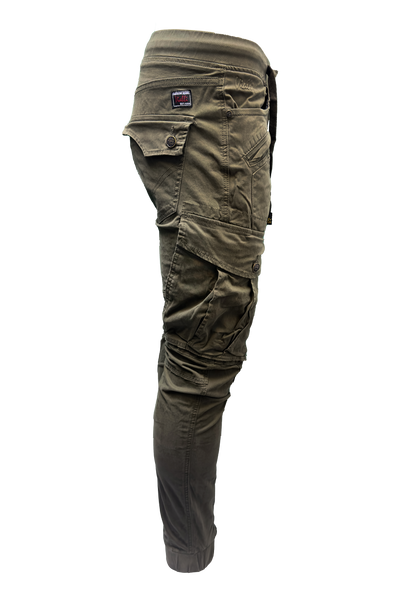Vialli Men's Sand Cotton Spandex Tactical Cargo Pants with Cuffed Ankles