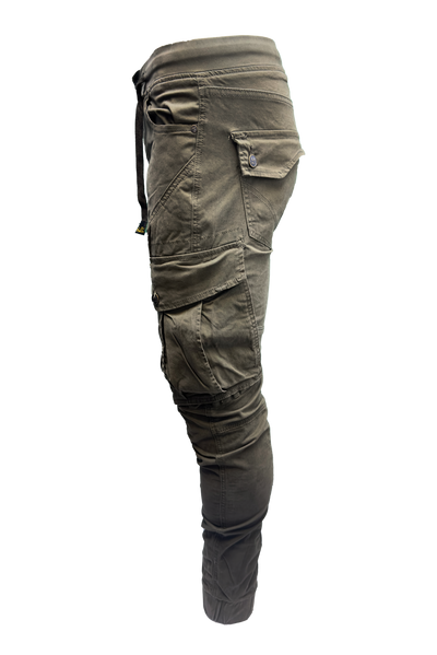 Vialli Men's Sand Cotton Spandex Tactical Cargo Pants with Cuffed Ankles