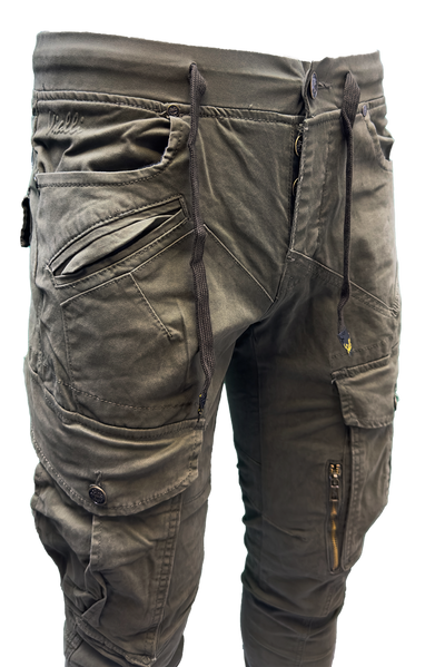 Vialli Men's Sand Cotton Spandex Tactical Cargo Pants with Cuffed Ankles