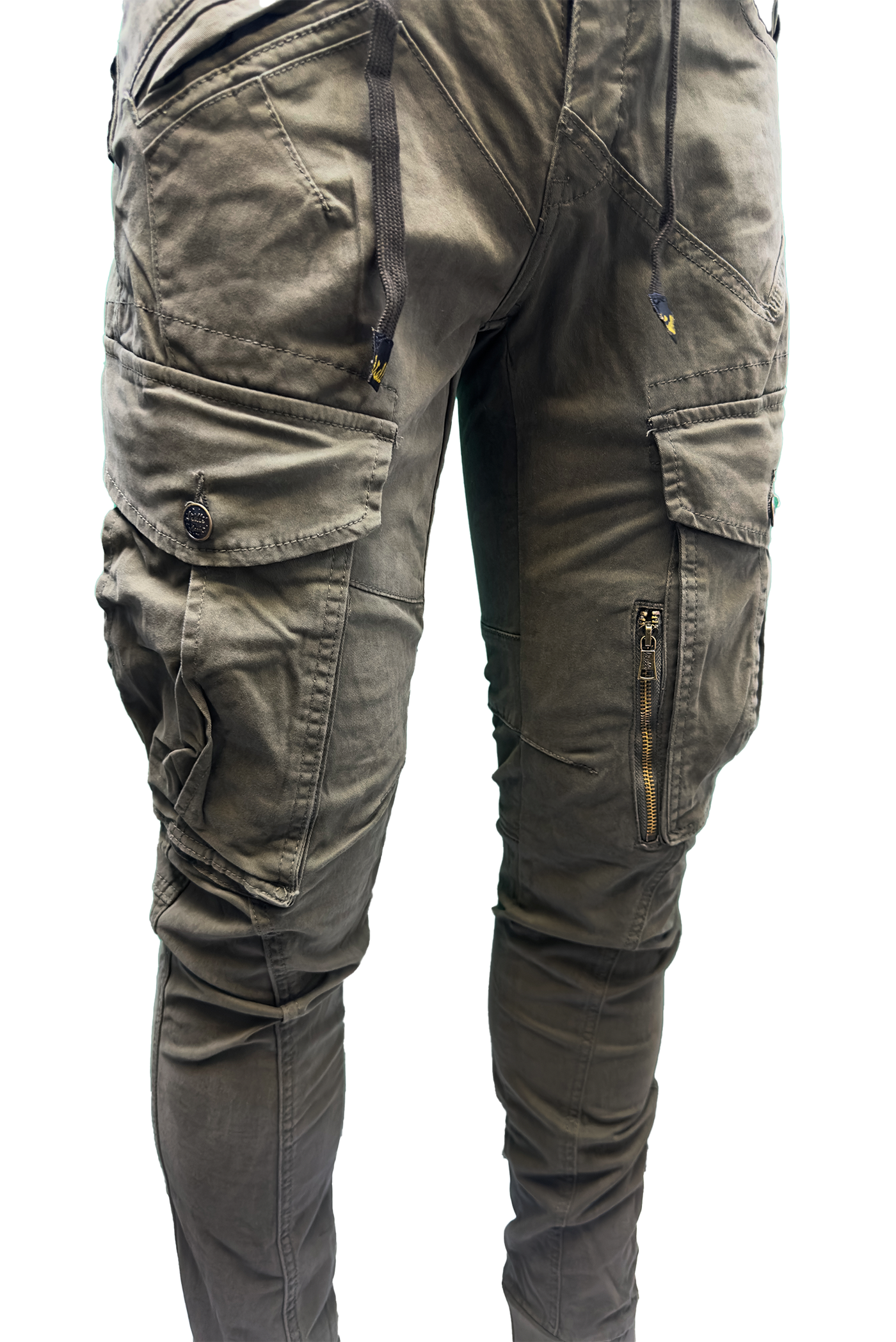 Vialli Men's Sand Cotton Spandex Tactical Cargo Pants with Cuffed Ankles
