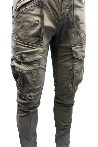 Vialli Men's Sand Cotton Spandex Tactical Cargo Pants with Cuffed Ankles