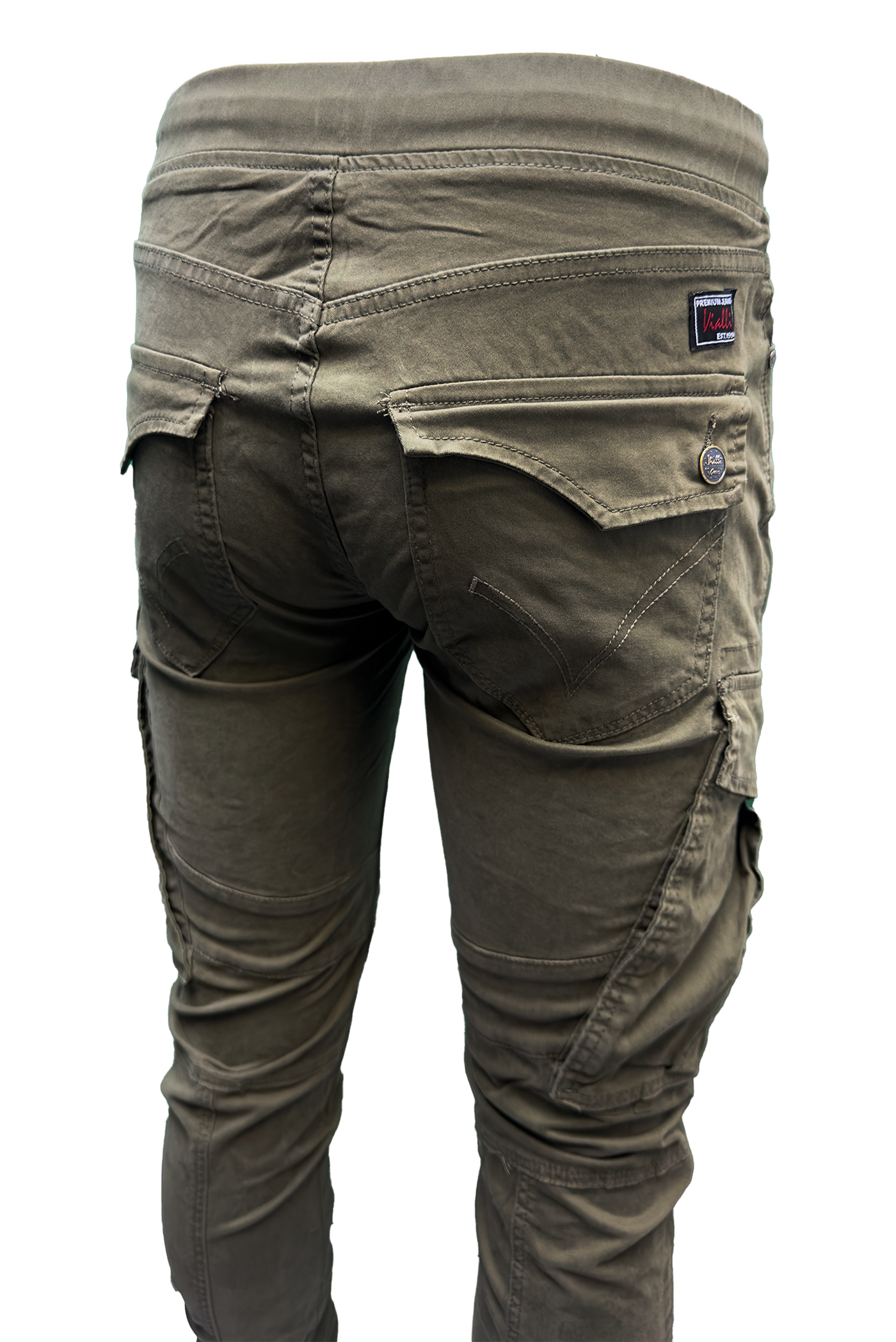Vialli Men's Sand Cotton Spandex Tactical Cargo Pants with Cuffed Ankles