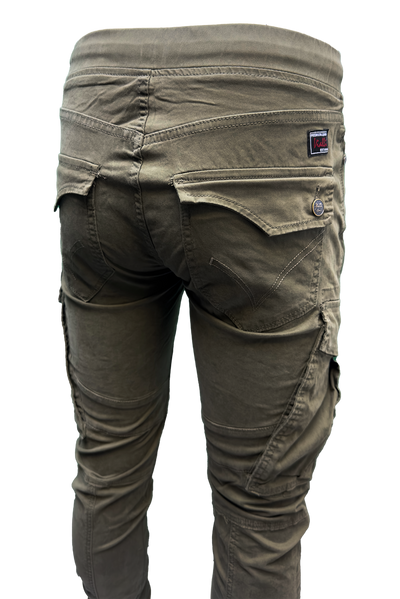 Vialli Men's Sand Cotton Spandex Tactical Cargo Pants with Cuffed Ankles
