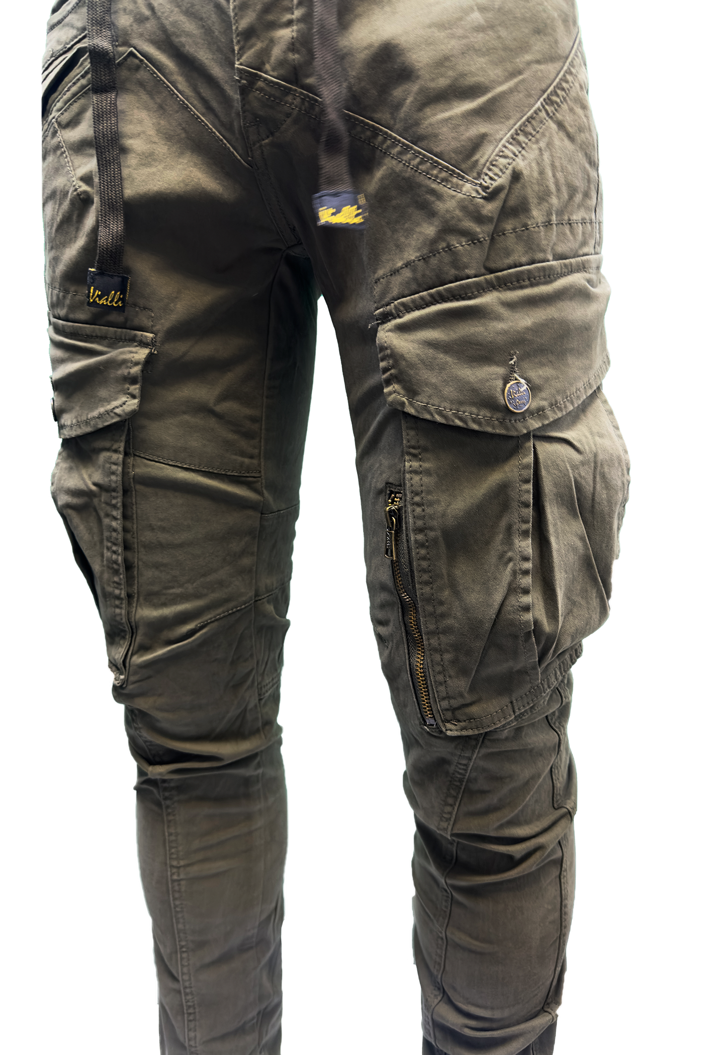 Vialli Men's Sand Cotton Spandex Tactical Cargo Pants with Cuffed Ankles