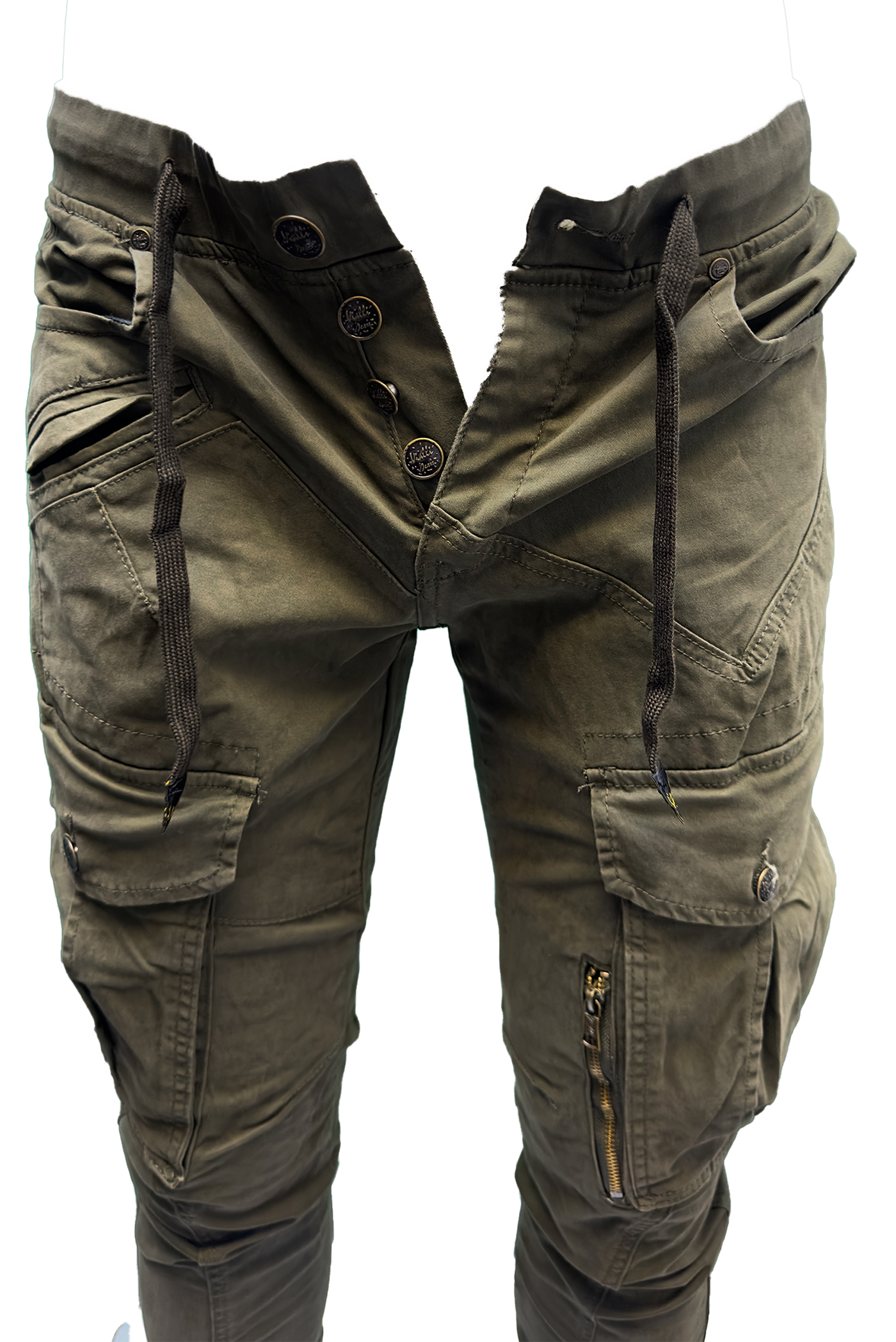 Vialli Men's Sand Cotton Spandex Tactical Cargo Pants with Cuffed Ankles